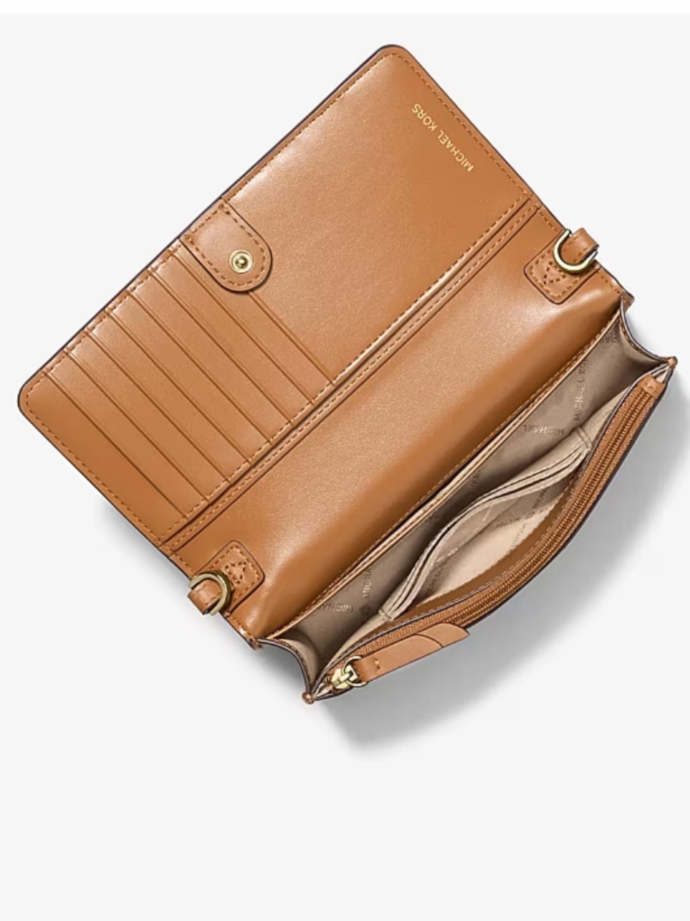 NWT Michael Kors Jet Set Charm Phone Crossbody Leather Wallet Brown / Acorn - Picture 14 of 16